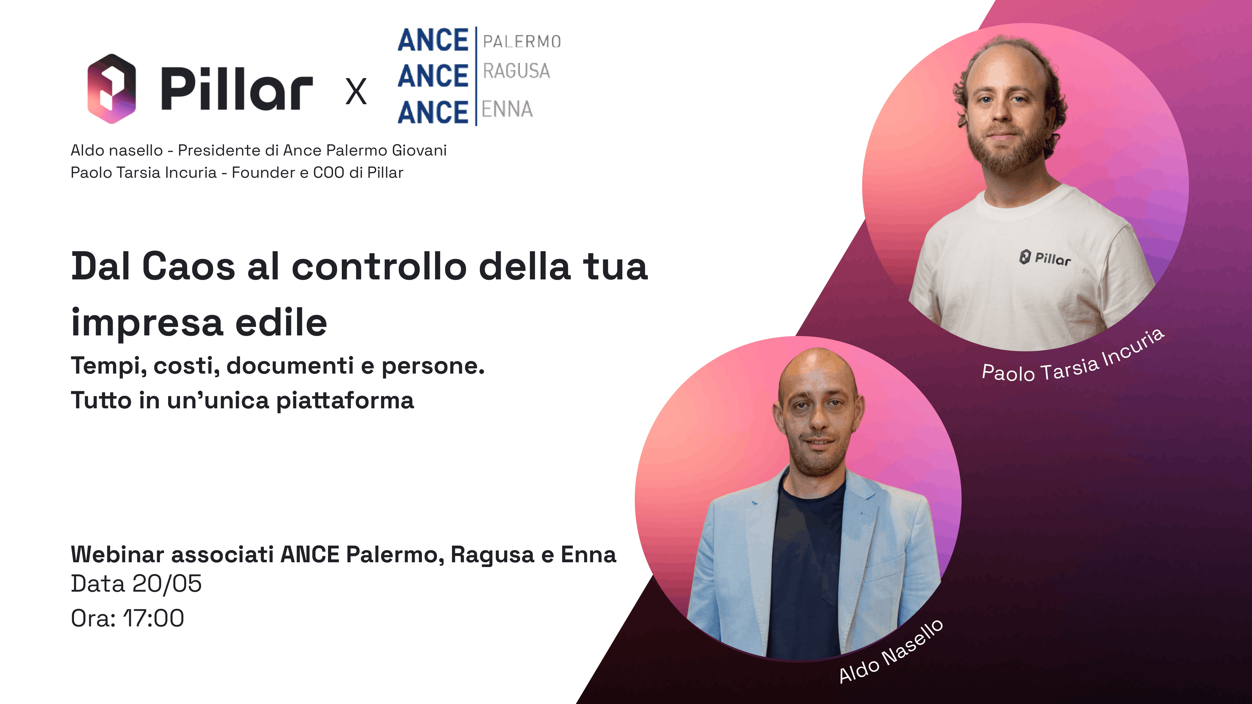 Locandina webinar Dal Caos al Controllo con Paolo Tarsia Incuria e Aldo Nasello